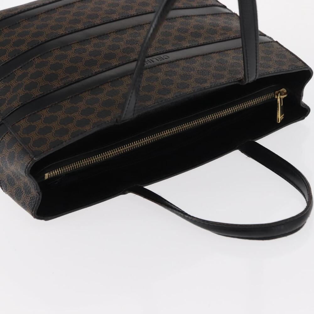 CELINE Macadam Canvas Tote Bag PVC Leather Black Gold Auth 155936 - Picture 6 of 16